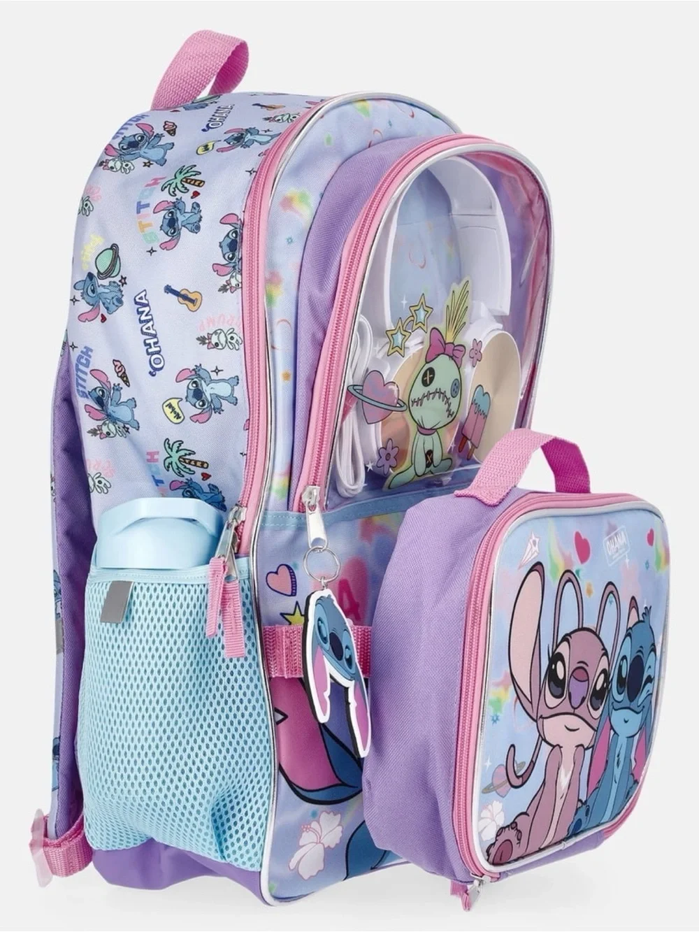 Lilo and Stitch Backpack with lunch kit and headphones - has Stitch and Angel